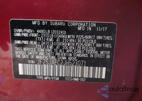 2018 Subaru Forester 2.5I Premium z USA, uszkodzony, nr VIN JF2SJAEC2JH523071